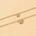 Double layer butterfly necklace wholesale european and american cross-border jewelry simple small diamond design pendant fashion clavicle chain women's short style