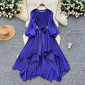 Miya pleated european and american dress women's  new arrivalsense of design asymmetrical strap waist pleated draped long skirt