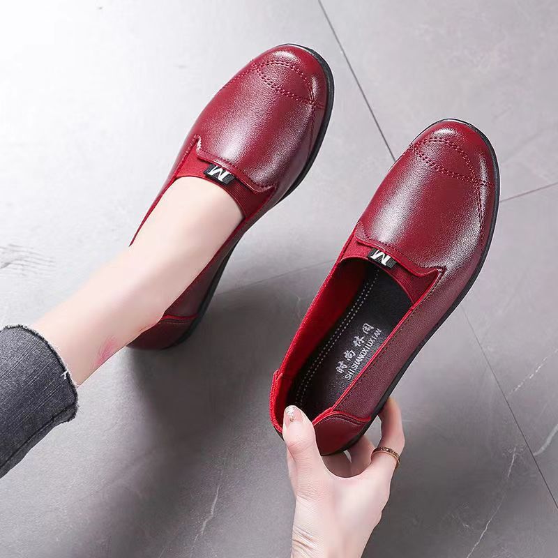 Soft leather soft bottom ladieswear shoes flatsabrasion resistantwaterproofbows work shoes wechat group purchase live broadcast one piece dropshipping