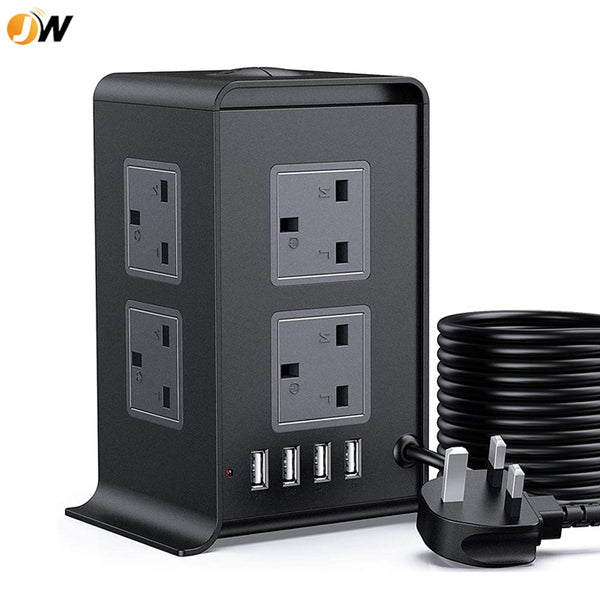 Square socket plug-in board, vertical multi-layer power strip USB charging socket, British and European standards creative smart socket