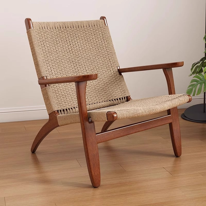Solid wood sofa chair balcony leisure chair medieval style rattan chair living room lounge chair for homeb&b saddle chair