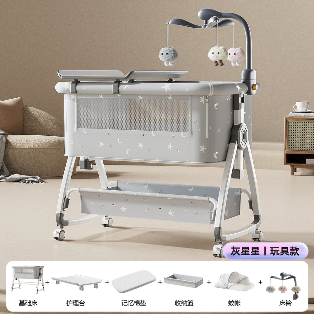 Baby crib movable portable cradle bed foldable multi-function rattle bed bb bed newborn patchwork large bed