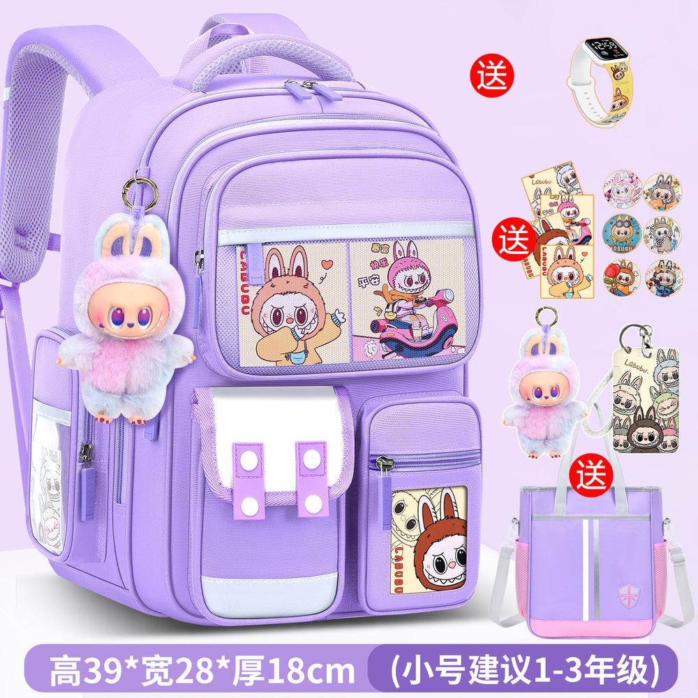 Labubu backpack - new 2026 model for elementary school students (grades 1-6). lightweight, spine-protecting, and load-reducing design for boys and girls