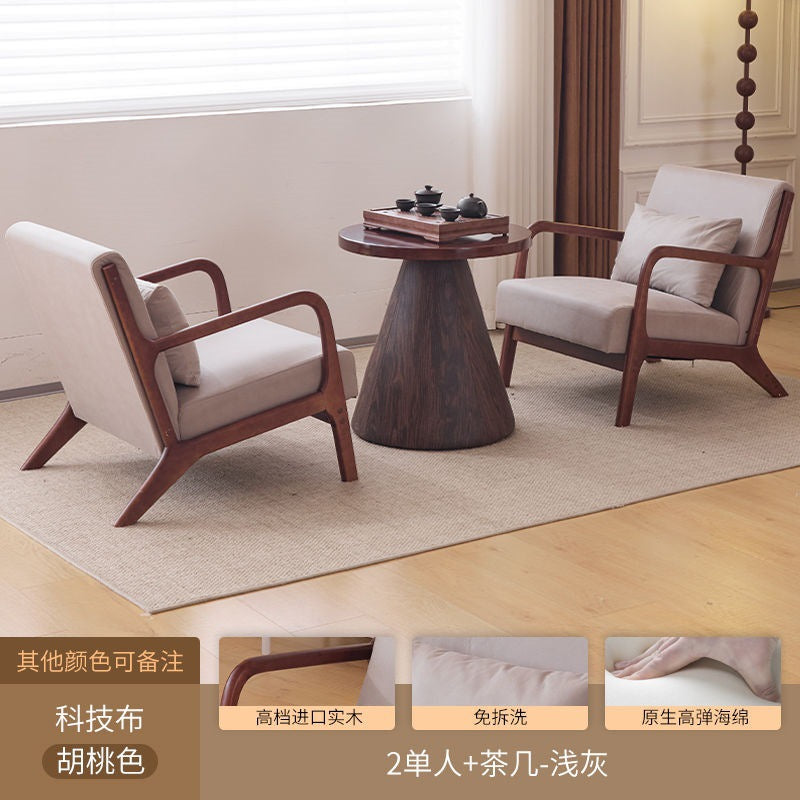 Balcony tea table and chair combination small apartment one table and two chairs household solid wood simple three-piece set reading and drinking tea cp