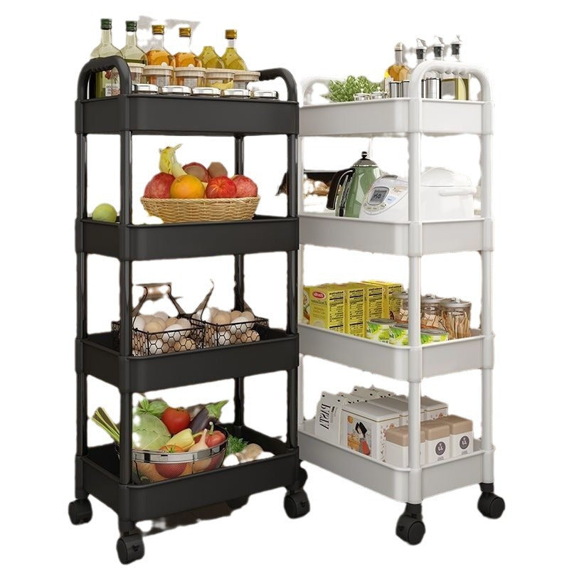Mobile cart storage rack - multi-tier organizer for kitchen, bedroom, snacks, vegetables, bathroom, and toilet