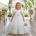 Flower girl wedding dress evening dress cross-border wedding female host retrogirldress lace clothing in stock wholesale