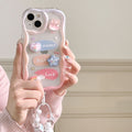 Bear and rabbit compatible iphone 16 case, ip14 pro bracelet, apple 17 girl's style pendant