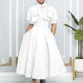 summer new european and american cross-border short-sleeve tie-up bowknot puffy ball gown european and american dress