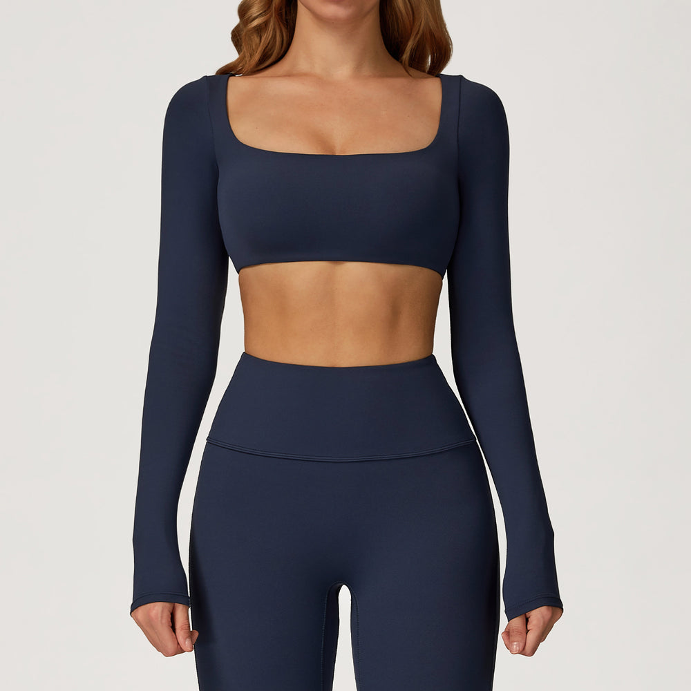 European and american sexy nude feel long sleeve yoga top outdoor running sports t-shirt quick-dry compression fitness shirt 8232