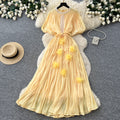 French heavy industry diamond-encrusted red elegantdress women's summerk-style waist slimming lookelegant thousand gold style long skirt