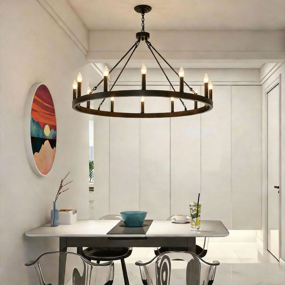 American industrial style two-tier ring pendant light - clear glass hotel villa living room dining room lighting fixture