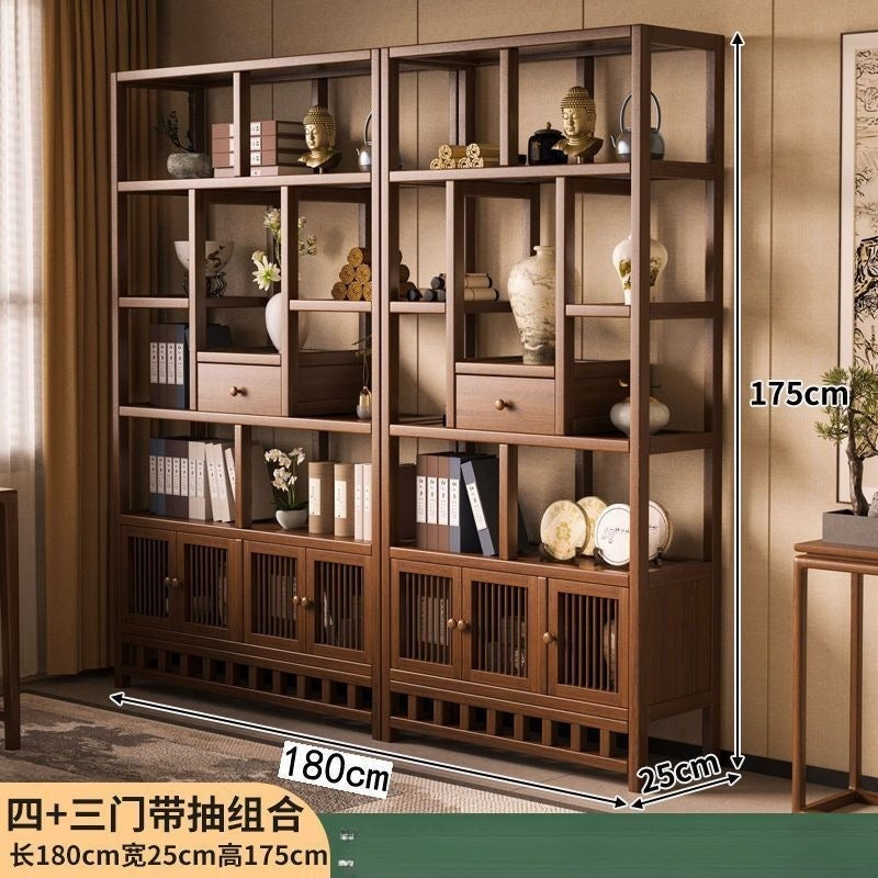 New chinoiserie bogu rack non-solid wood tea cabinet rack living room storage rack multi-layer display rack tea rack rack bamboo