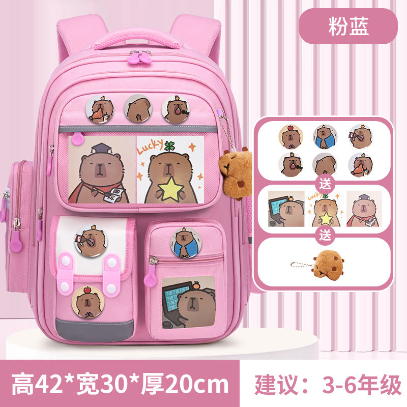 Kapibara new primary school bag, men's and women's 1-3-6 grades, light spine protection, large-capacity children's backpack