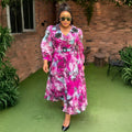 Amazon new plus size printed dress women's fashion european and american cross-border e-commerce independent fashion dress