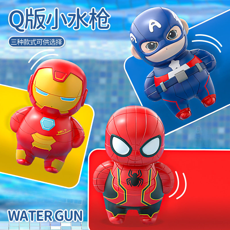 [customized] superhero q version doll spider steel water gun man captain america water gun street toy wholesale