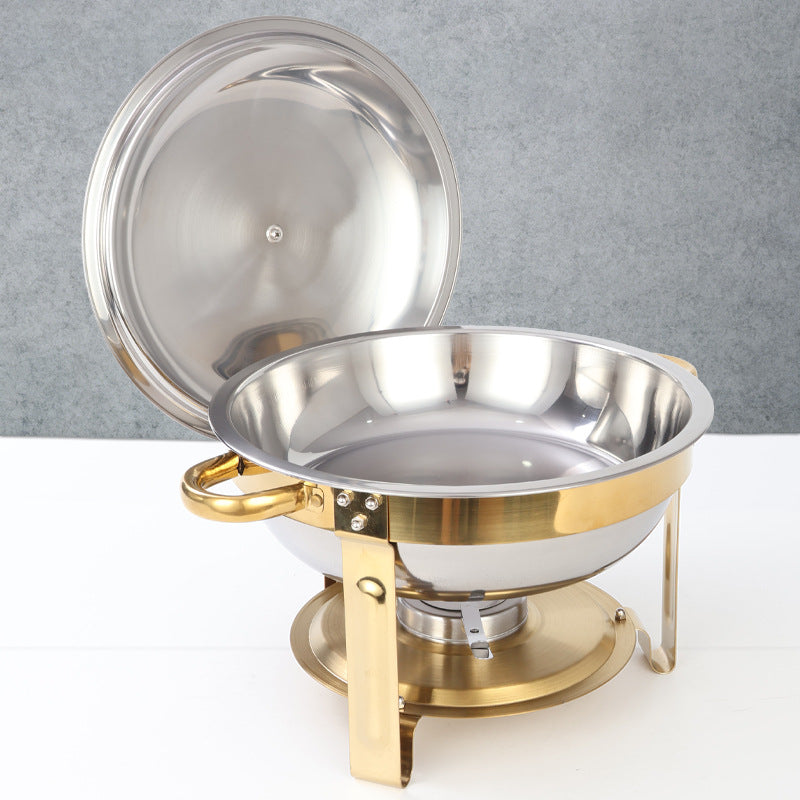 5qt stainless steel gold round furnace insulation buffet furnace suitchafingdishbuffetsetcross-border