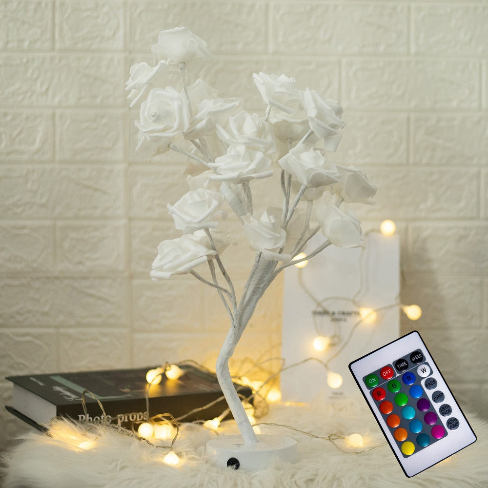 LED rose flower lamp colorful synchronous color-changing small lantern battery box USB dual-purpose simulation Valentine's Day luminous gift