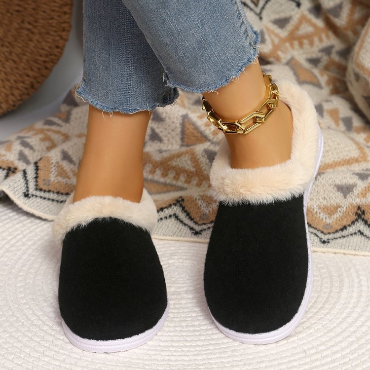 Export24new arrivallow ankle round toe fleece-linedflats women's cross-border plus size suede heattech round toe flatsfall and winter cotton shoes