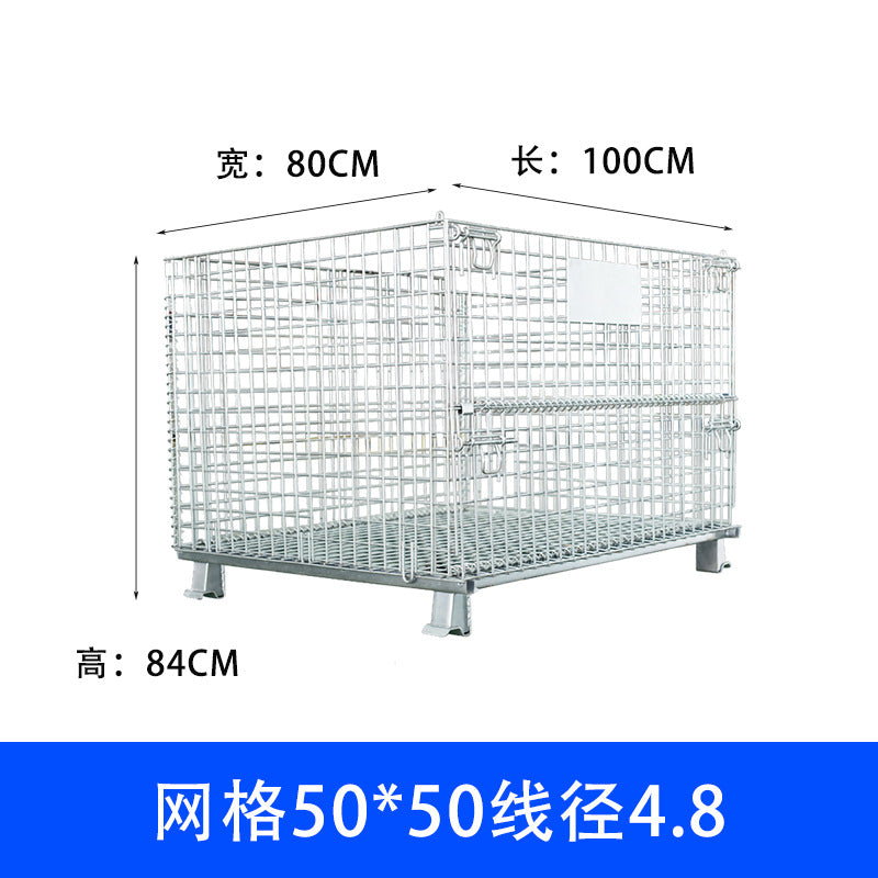 Storage cage Iron frame Movable stacking Nylon wheel Folding storage cage Warehouse sorting car Express cage car Butterfly cage