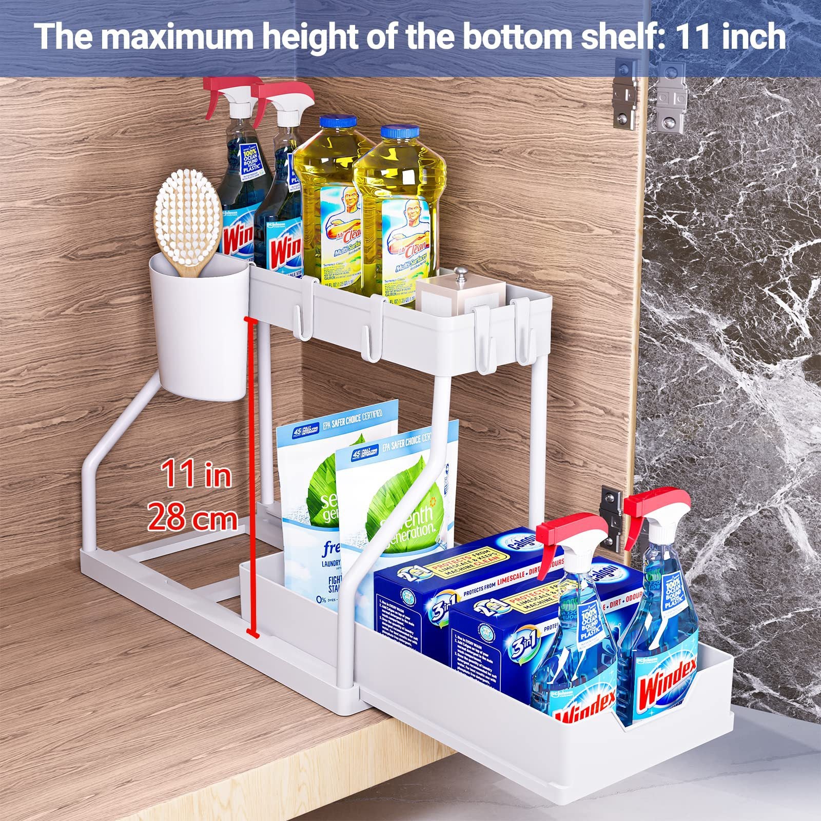 New  Bathroom Kitchen Under Sink Shelf Slidable Under Sink Storage Box Under Counter Storage Shelf
