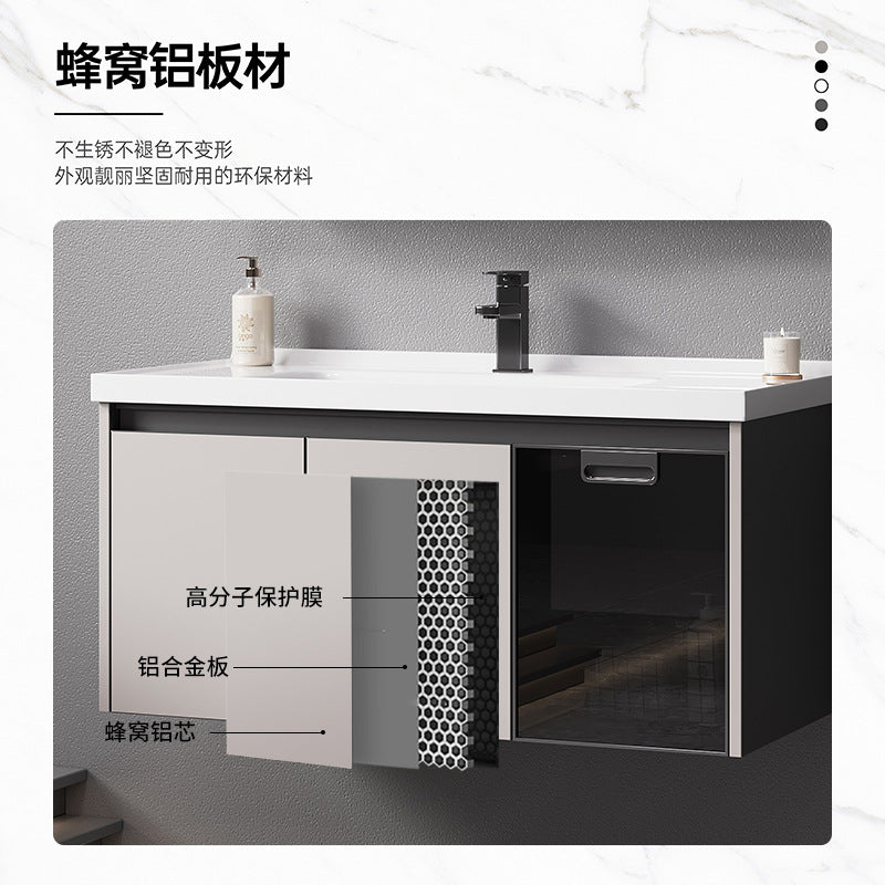 Bathroom thickened space aluminum honeycomb bathroom cabinet wash basin wash storage cabinet waterproof moisture-proof smart beauty mirror