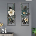 Hallway artificial metal floral wall decor, living room background wall ornament, study room southeast asian handmade iron floral hanging decoration
