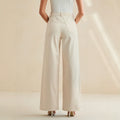 Off-white hollow-out embroidered wide-leg jeans - women's high-waisted slimming straight-leg denim pants - premium quality for cross-border e-commerce