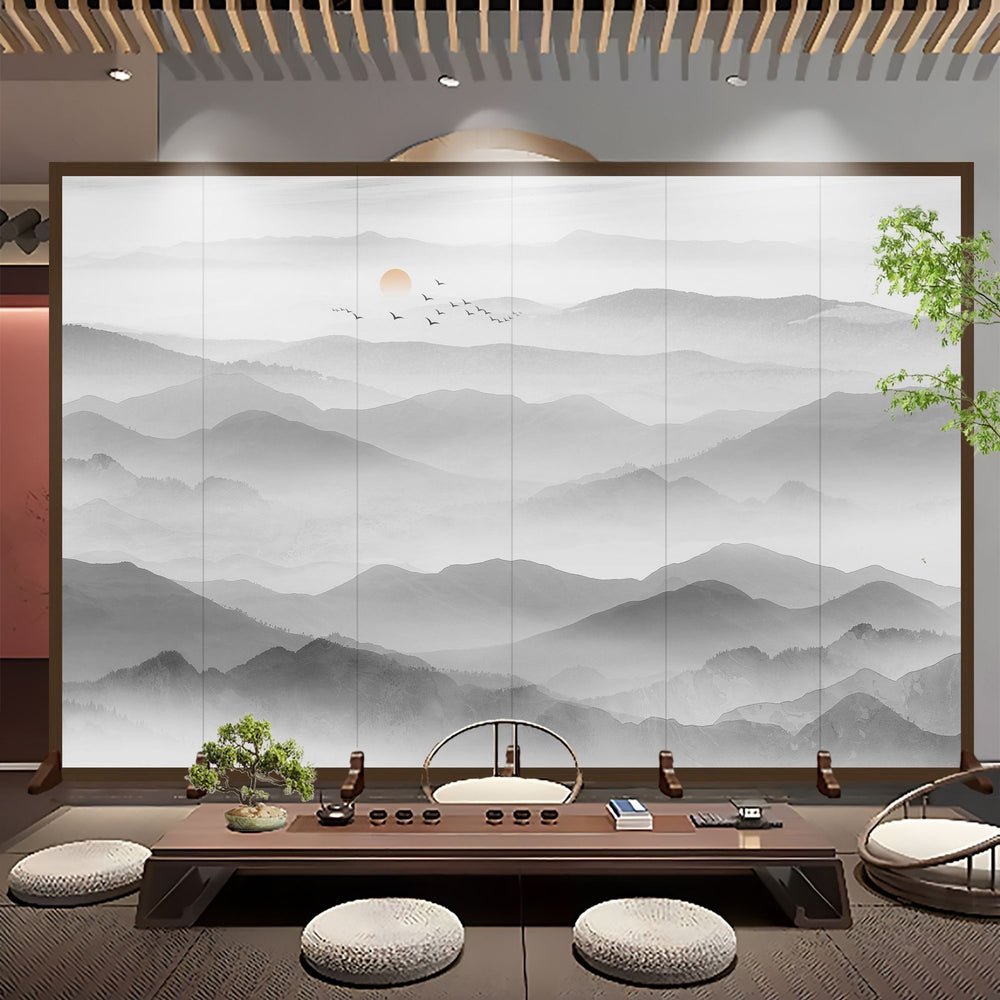 Screen partition landscape ink simple foldablemovable entrance facing the door living room baffle partition screen
