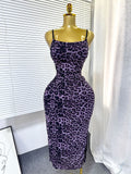 european and american women's clothing  sexy slip dress - cinched waist, bodycon, leopard print, slimming dress