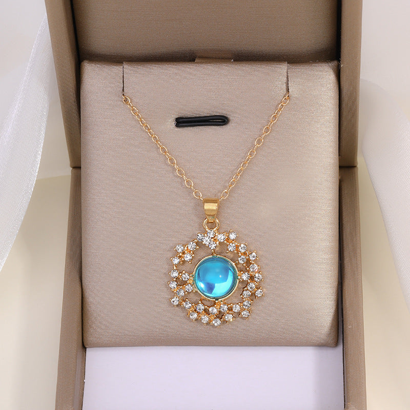 O-shaped chain wholesale european and american cross-border jewelry women's fashion diamond-encrusted personalized alloy planet autumn and winter korean ins necklace