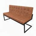 Brown leather sofa chair, modern minimalist living room three-seater soft-packed bench, iron frame home bench