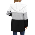 European and american autumn/winter  cross-border women's casual fashion loose color block three-color patchwork hoodie jacket