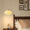 Used retro pumpkin pendant light - solid wood single head small chandelier - hotel, b&b, bedside, bar ambiance decoration