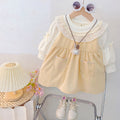 Baby girl autumn dress  new arrival: faux two-piece ruffle collar long sleeve princess dress - hot seller!