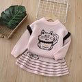Girls' cardigan two-piece set - new  autumn pullover style - girls' preppy skirt set - children's sweater outfit