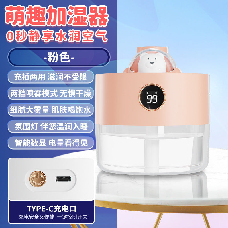 New arrival humidifier cartoon cute pet digital display small smart hydration device office dormitory charging air atomizer