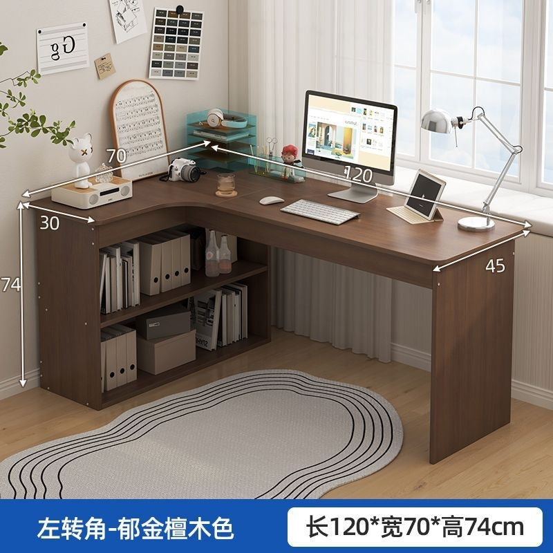 Nordic student desk with bookshelf - all-in-one home bedroom desktop computer desk - assembled study table for elementary school students - writing desk