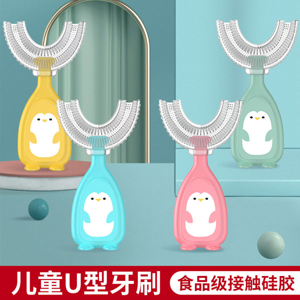 New Manual Children's U-shaped Toothbrush Silicone Toothbrush Baby Mouth Cleaning Manual U-shaped Children's Toothbrush