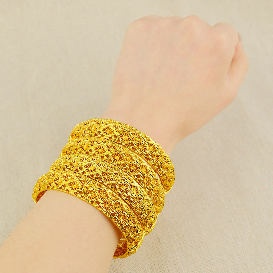 middle east dubai 24k women's bracelet luxury jewelry designer indian bangle african arabian wedding