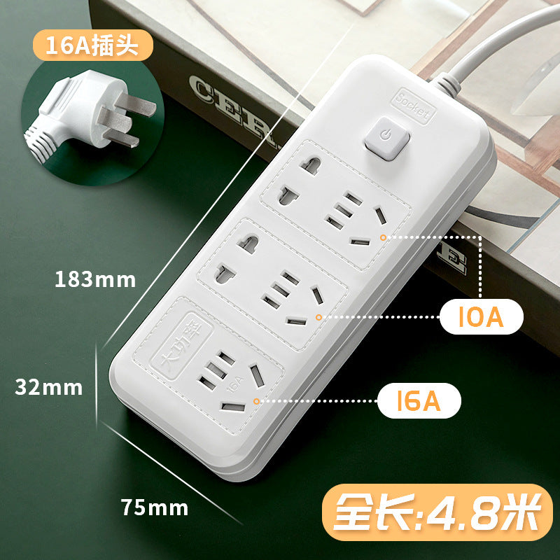 16a high-power 4000w multi-function power strip with socket converter for air conditioners, water heaters, induction cookers, and more