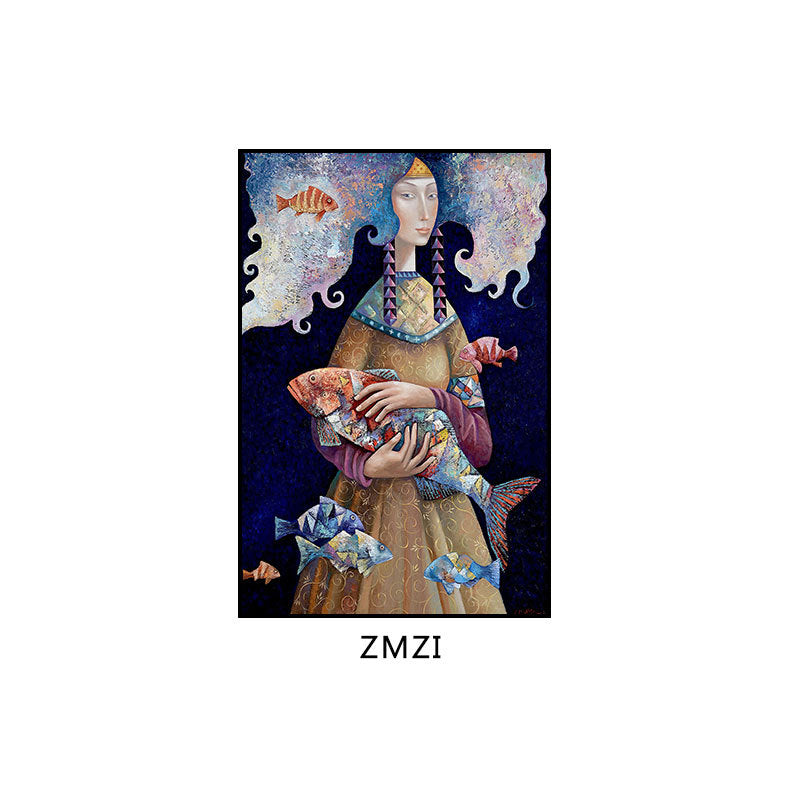 Ethnic minority decorative painting Inner Mongolia element oil painting Yunnan style B & B hotel box hanging painting bedroom living room