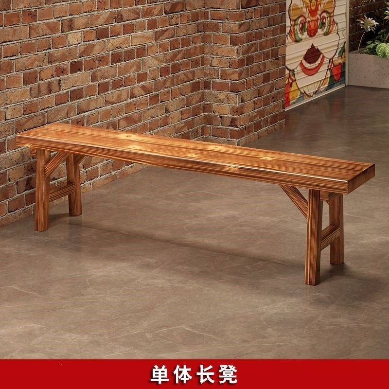 Solid wood dining table and chairs chinoiserie carbonized hot pot barbecue rectangular log dining table restaurant snack shop restaurant dining table