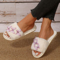 Indoor and outdoor heattechstuffedplus size cotton slippers for women aliexpressstuffedfamily slippers lace butterfly floor slippers