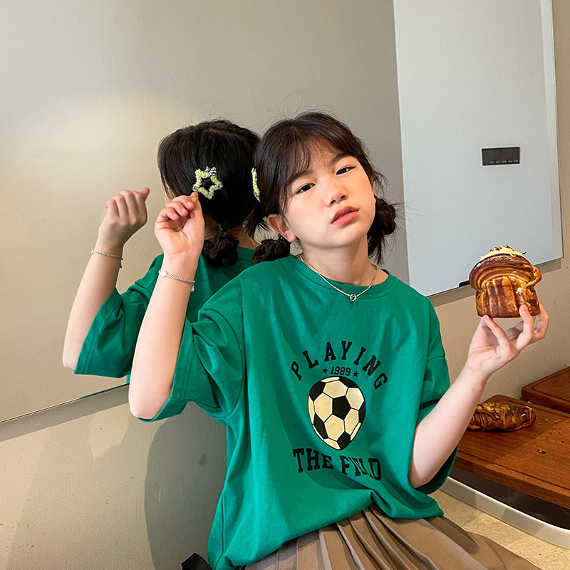 Girls' spring collection : new t-shirts for girls, middle and big kids, spring/autumn base layers, versatile tops for children, korean style