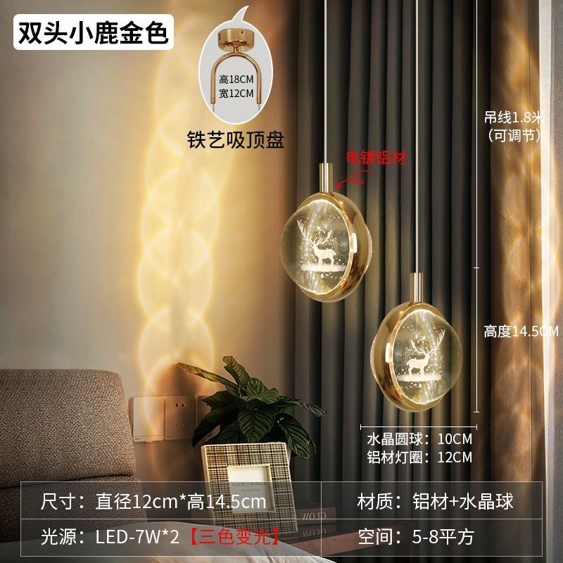 new luxury crystal ball bedside chandelier - trending bedroom, dining room, creative art bar, and cafe lighting