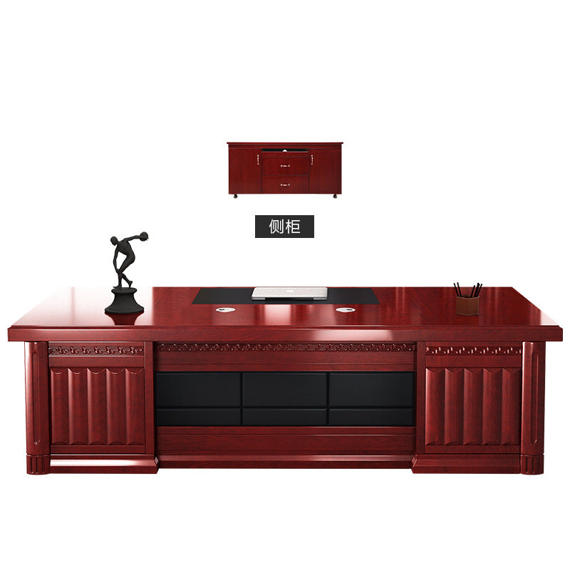 Saint li office executive desk - minimalist modern ceo desk, solid wood veneer office desk and chair set