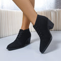 plus size british style boots women's autumn winter round toe front tie backretroplaideasiest for match women's short boots