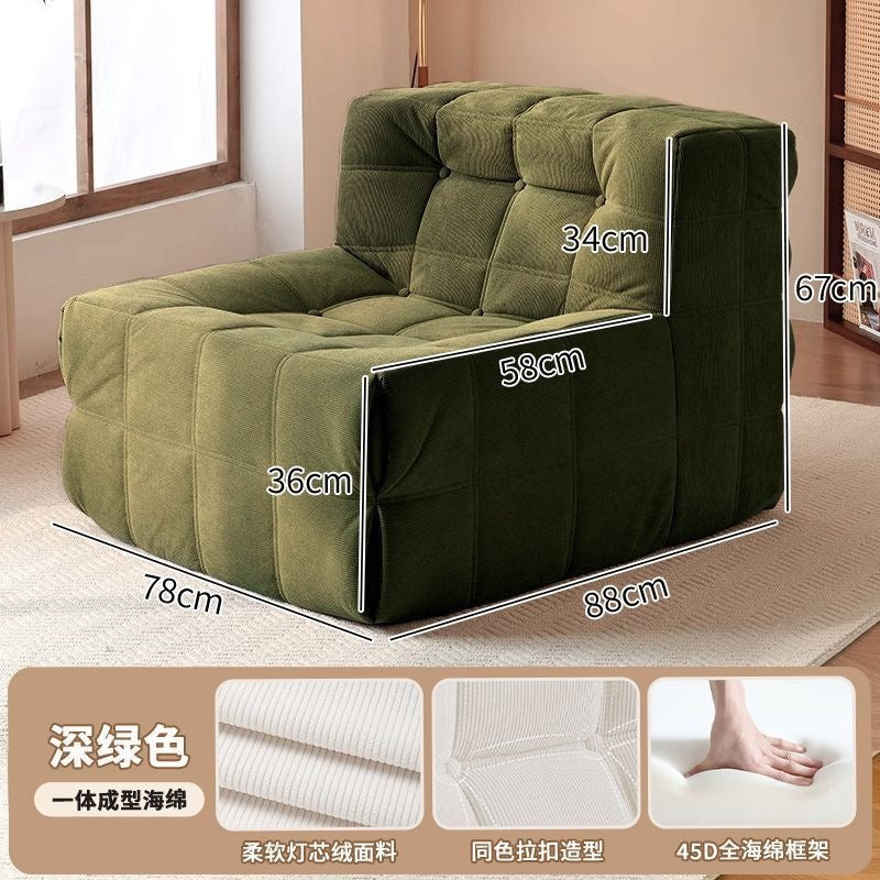 Beanbag sofa can lie down and sleep in the bedroom tatami living room balcony waffle grids caterpillar sofa single small sofa