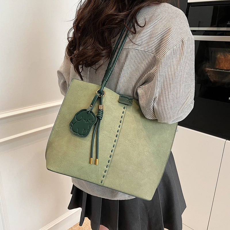 Contrasting colors cute puppy tote bag large capacity 2025 spring new portable shoulder bag women's factory one piece delivery