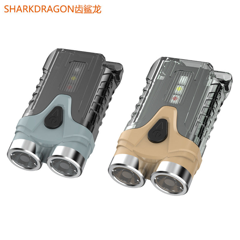 Cross-border new double-lamp mini flashlight Type-C charging outdoor camping warning light LED keychain light